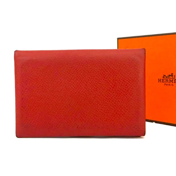 Hermes Veau Epsom leather card case w/box - Picture 1 of 6